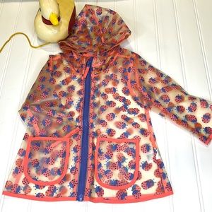 Cat & Jack Raincoat Clear Lady Bugs Zipper Front Size 12 Months